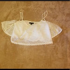 Kendall & Kylie White Off The Shoulder Crop Top